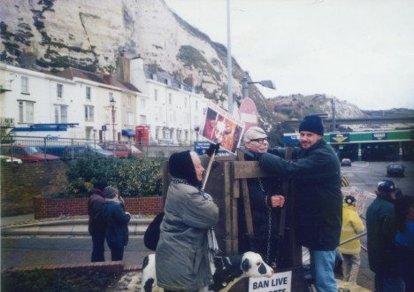 M and Barb crate John Major in appreciation for allowing calf exports