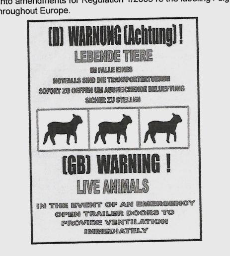 Box trailer warning label