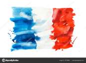 Flag of France, hand drawn watercolor illustration