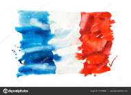 Flag of France, hand drawn watercolor illustration